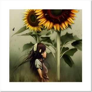 Walking through the Sunflowers Posters and Art